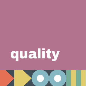 Button to navigate to the "Quality" section. Text with decoration.